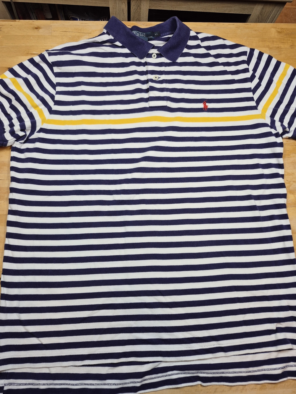 Polo by Ralph Lauren Navy, White & Yellow Striped Polo